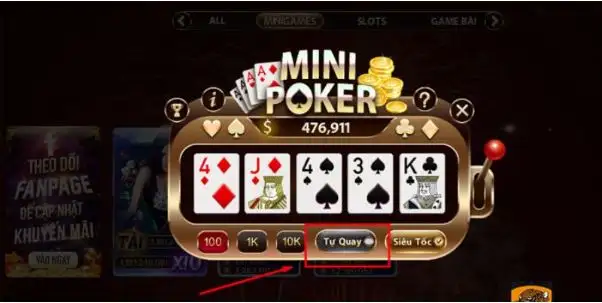 Mini Poker là tựa game rất được yêu thích tại cổng game Rikvip 