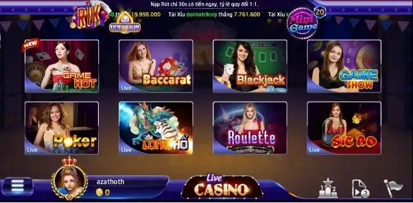 Một số tựa game live casino nổi bật tại Rikvip
