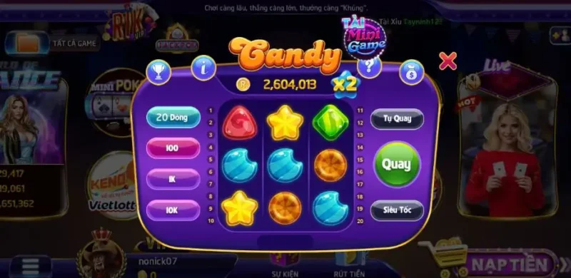 Hệ số trả thưởng của game Candy tại Rik vip 