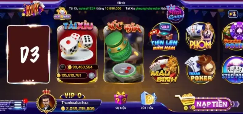 Một số game bài đáng thử tại cổng game Rikvip 