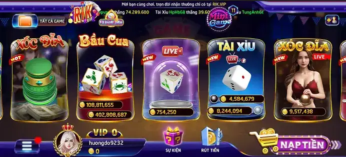 Các ưu đãi hấp dẫn có tại cổng game Rik
